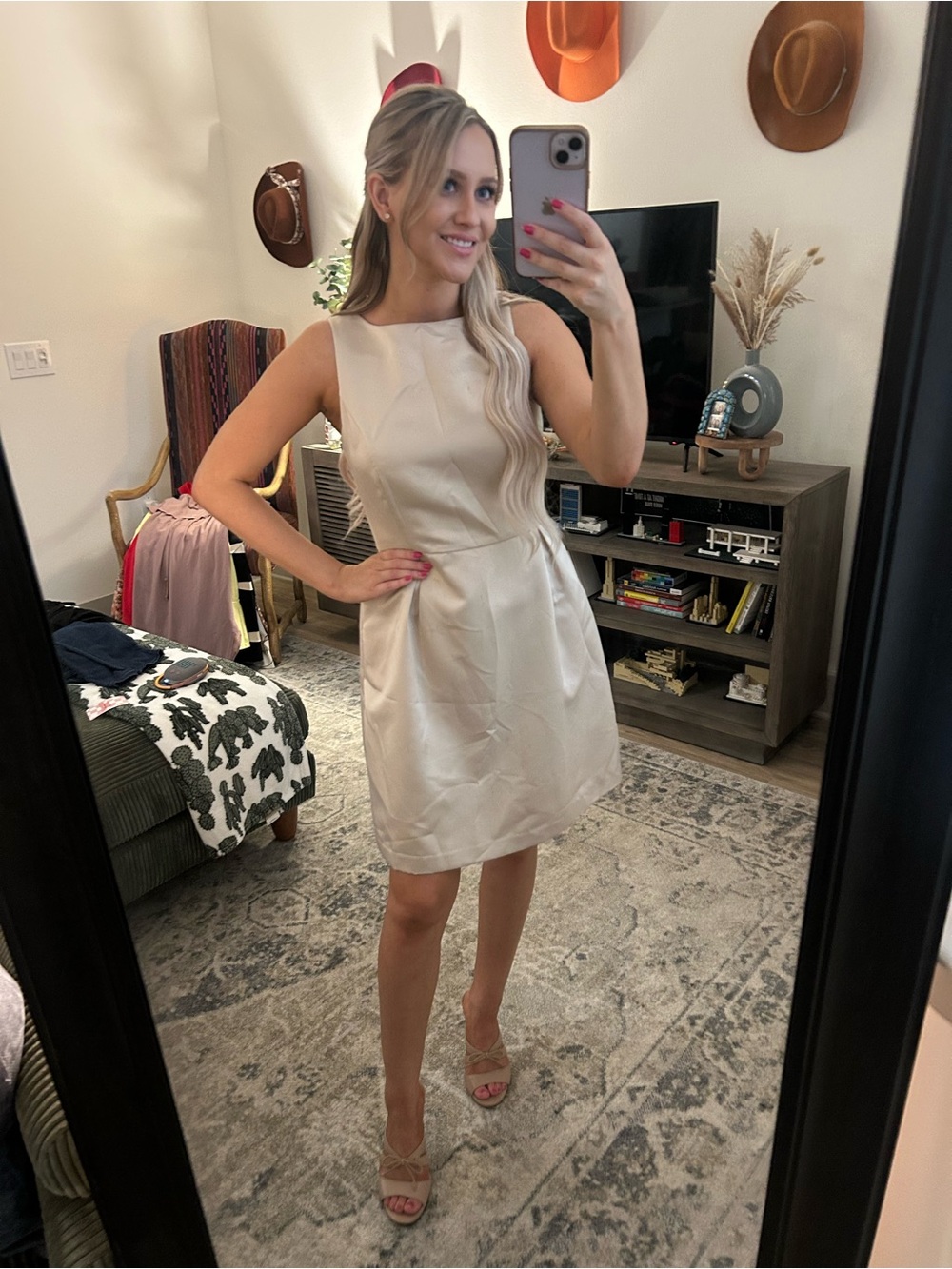 Charming Charlie Cream Satin Mini Dress